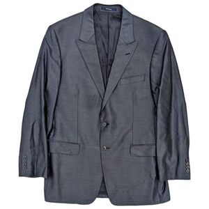 Versace Collection Men's 54R Wool & Silk Shiny Blue Two Button Blazer